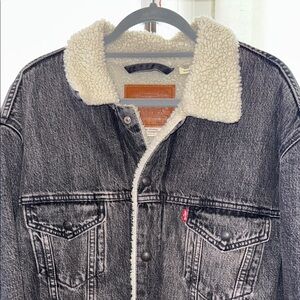 Levi's Black Denim Jacket with Sherpa Collar